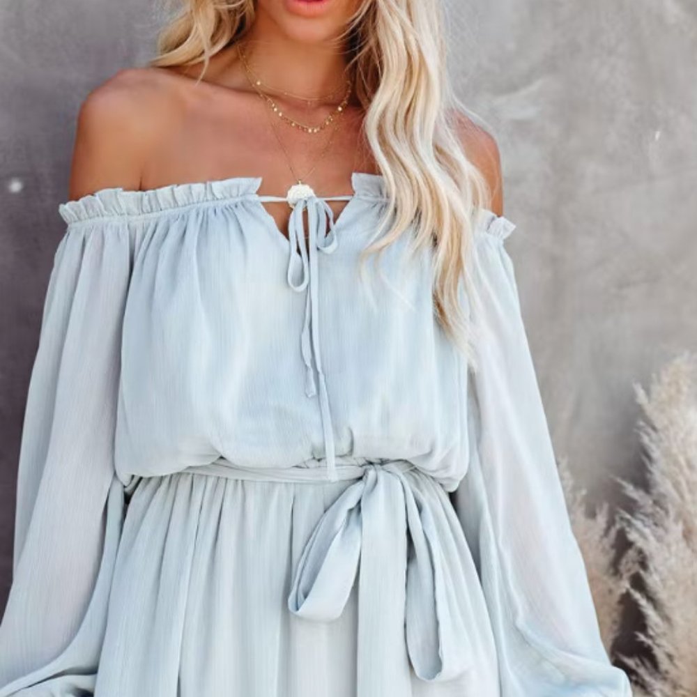 PEACEKEEPER Off The Shoulder Midi Dress
